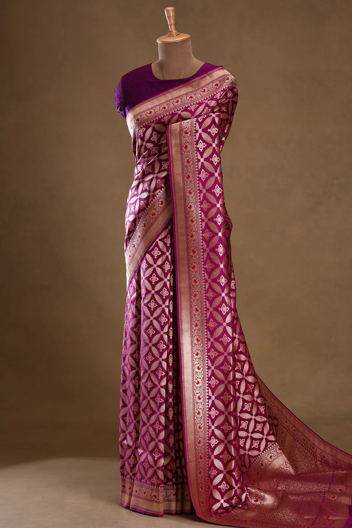 purple zari woven banarasi silk saree